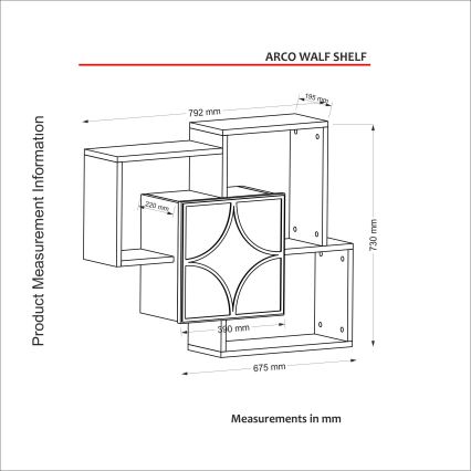 Wandplank ARCO 73x79,2 cm bruin/groen