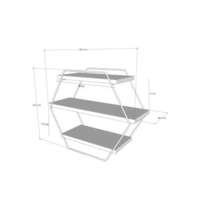 Wandplank AZRA 52x60 cm bruin/zwart