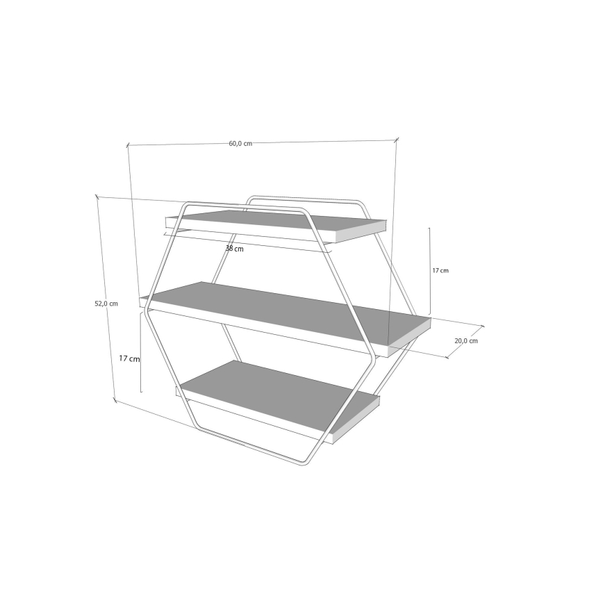 Wandplank AZRA 52x60 cm bruin/zwart