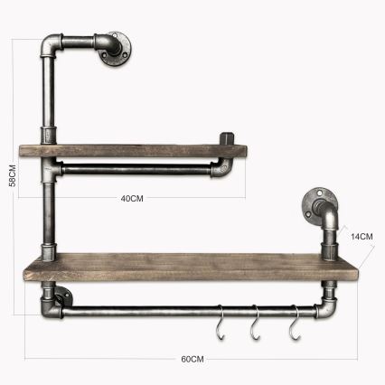 Wandplank BORURAF 58x60 cm vuren