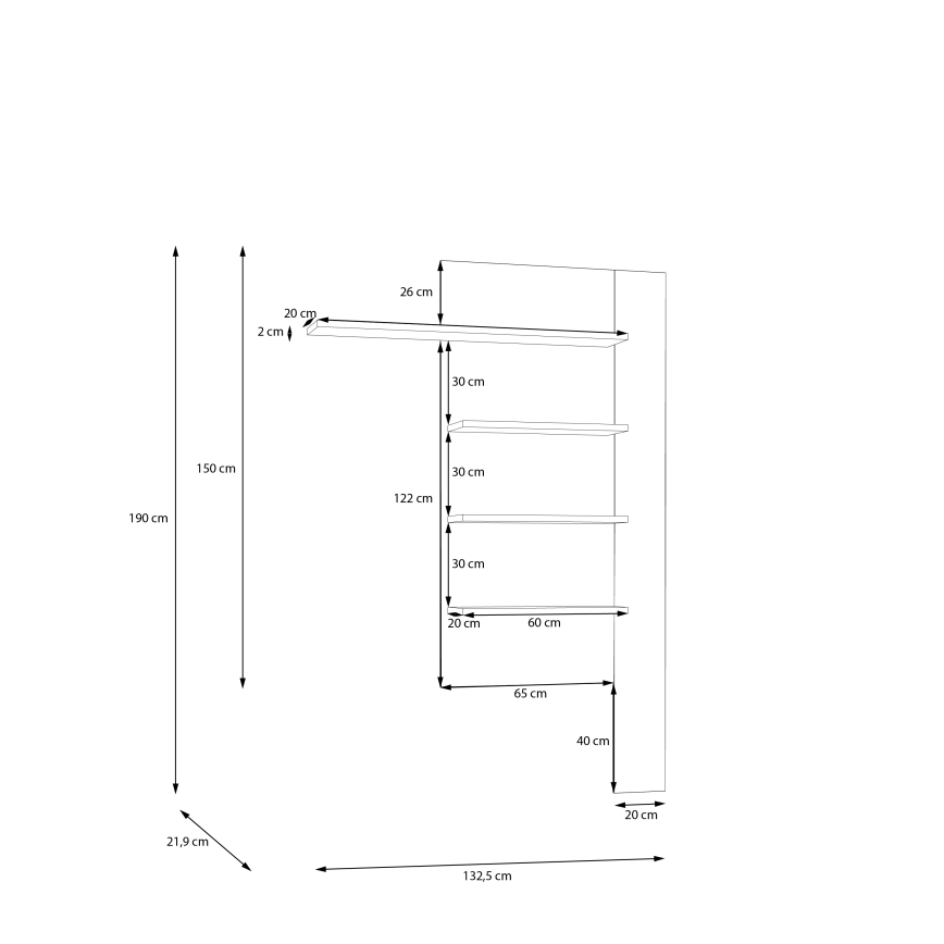 Wandplank INAR eiken/zwart
