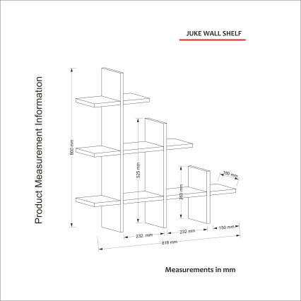 Wandplank JUKE 80x81,8 cm bruin