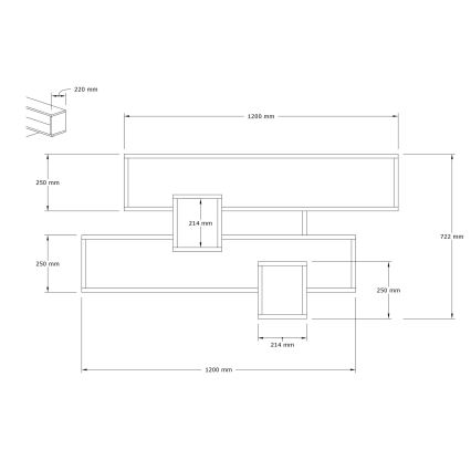 Wandplank KAREN 120x72,2 cm antraciet/bruin