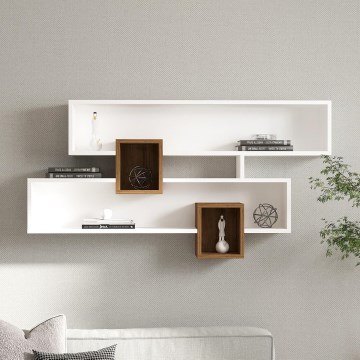 Wandplank KAREN 120x72,2 cm wit/walnoot