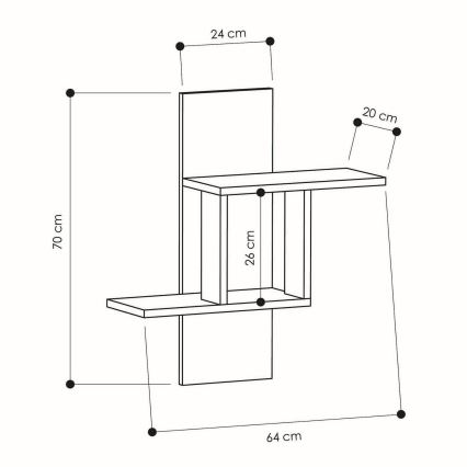 Wandplank MILL 70x64 cm zwart