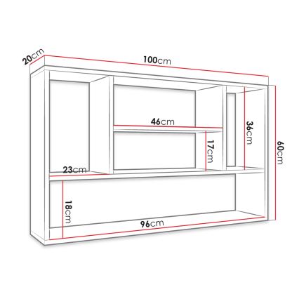Wandplank PAPIKO 100x60x20 cm wit