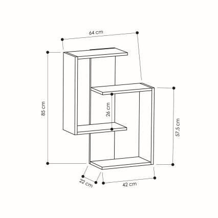 Wandplank PARANOID 85x64 cm bruin/antraciet