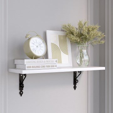 Wandplank RETRO 14x60 cm wit/zwart