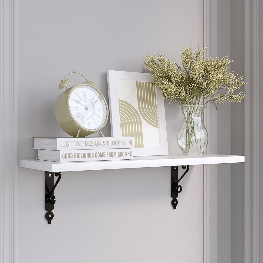 Wandplank RETRO 14x60 cm wit/zwart