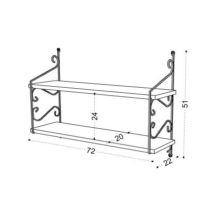 Wandplank SERAMONI 51x72 cm bruin