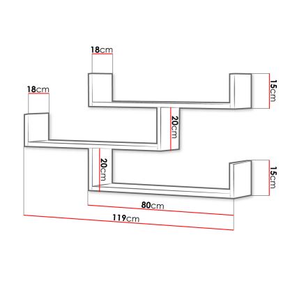 Wandplank TRIO 119x55x18 cm eik Wotan