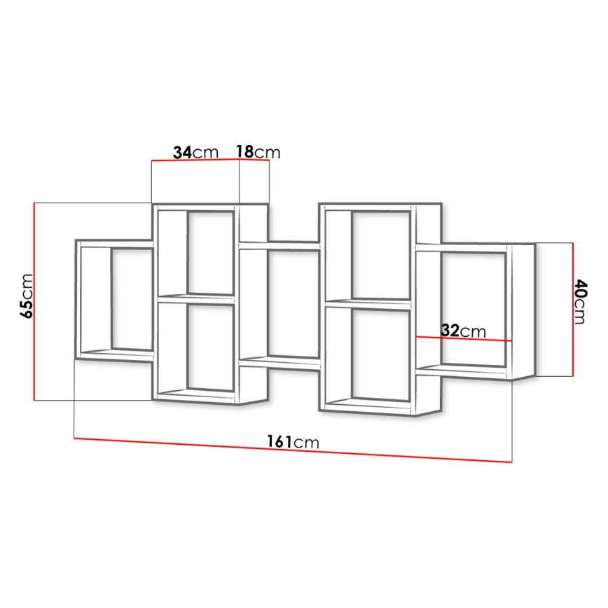 Wandplank TRIO 161x65x18 cm kasjmier
