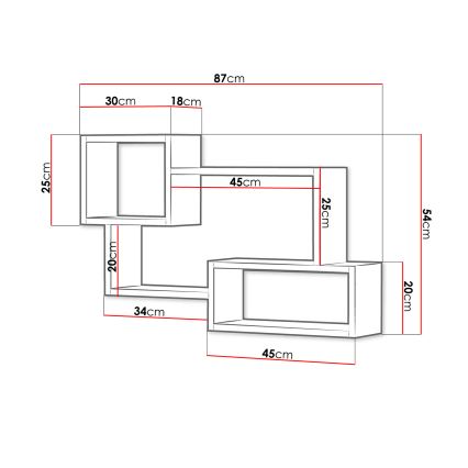 Wandplank TRIO 87x54x18 cm Wotan eik/wit