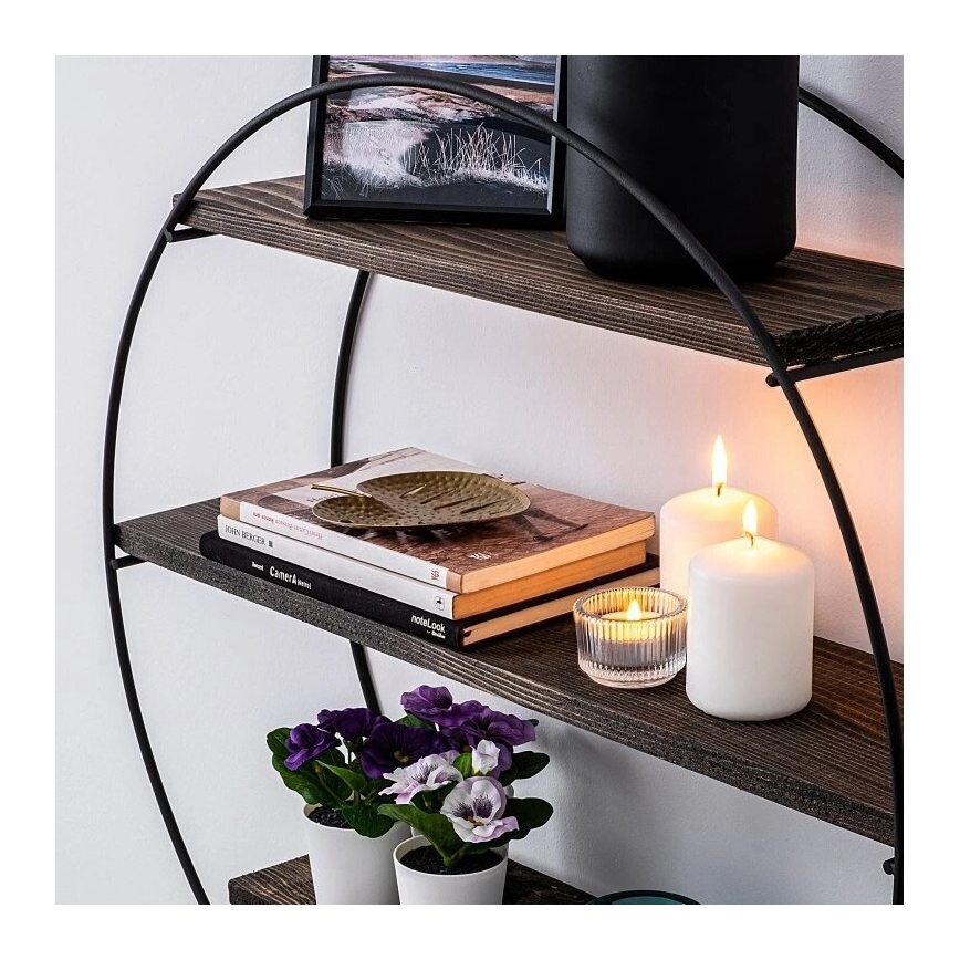 Wandplank TULIPA 60x15 cm sparrenhout/zwart