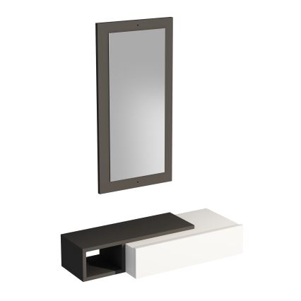 Wandplank + wall spiegel VIEN wit/antraciet