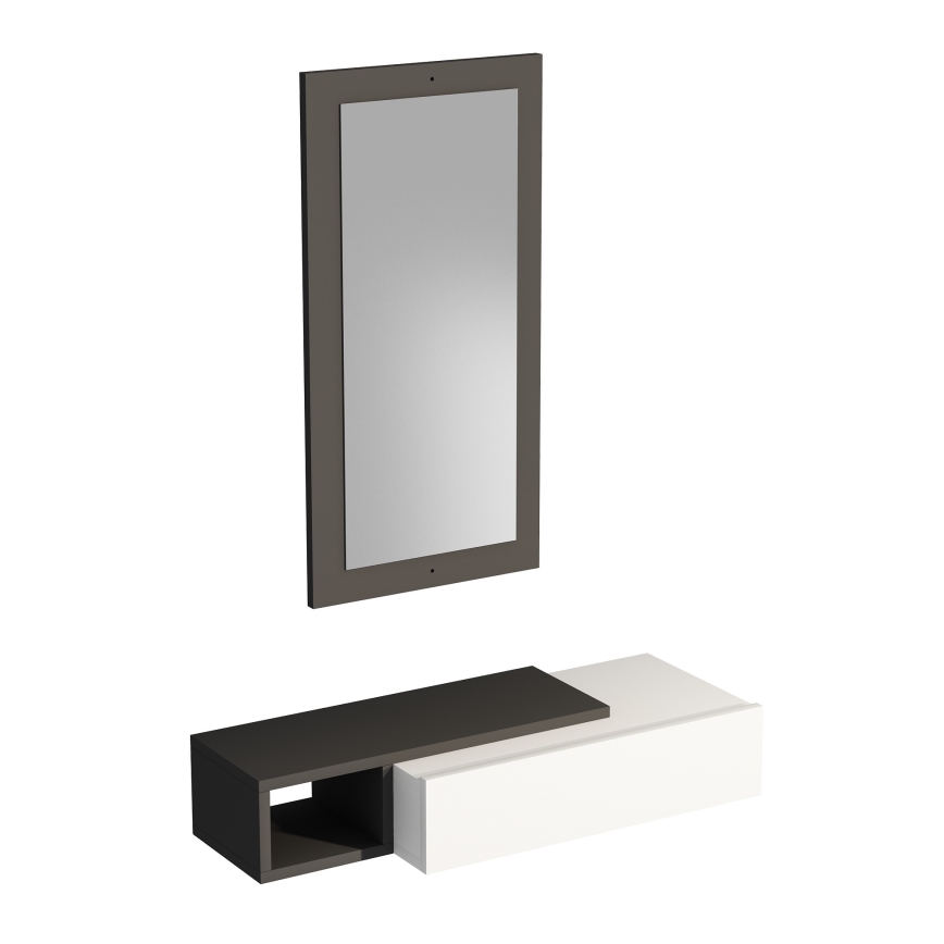 Wandplank + wall spiegel VIEN wit/antraciet
