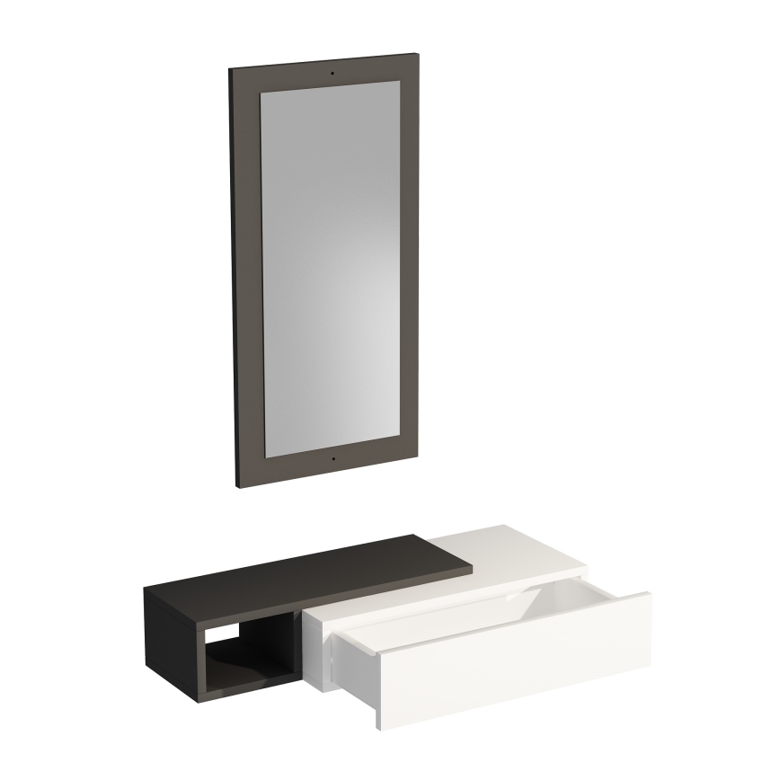 Wandplank + wall spiegel VIEN wit/antraciet