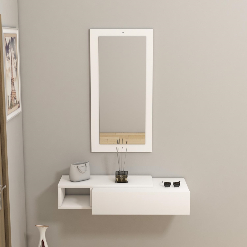 Wandplank + wall spiegel VIEN wit