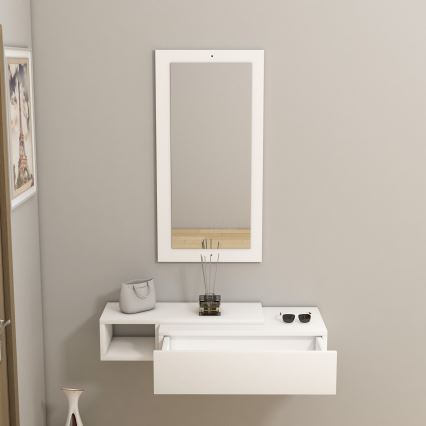Wandplank + wall spiegel VIEN wit