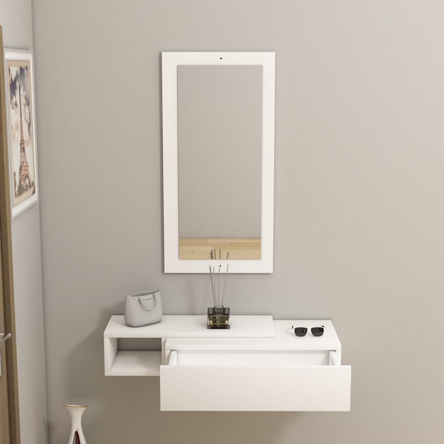 Wandplank + wall spiegel VIEN wit