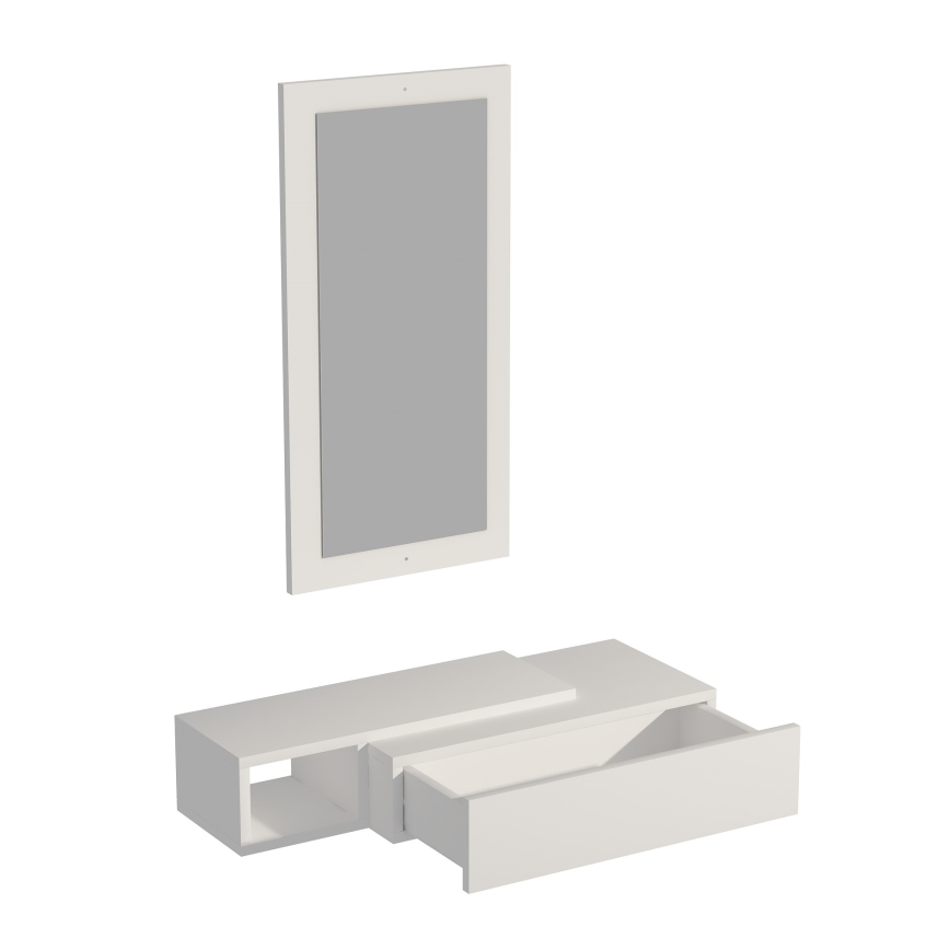 Wandplank + wall spiegel VIEN wit