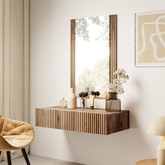 Wandplank + wall spiegel WITH eiken wotan