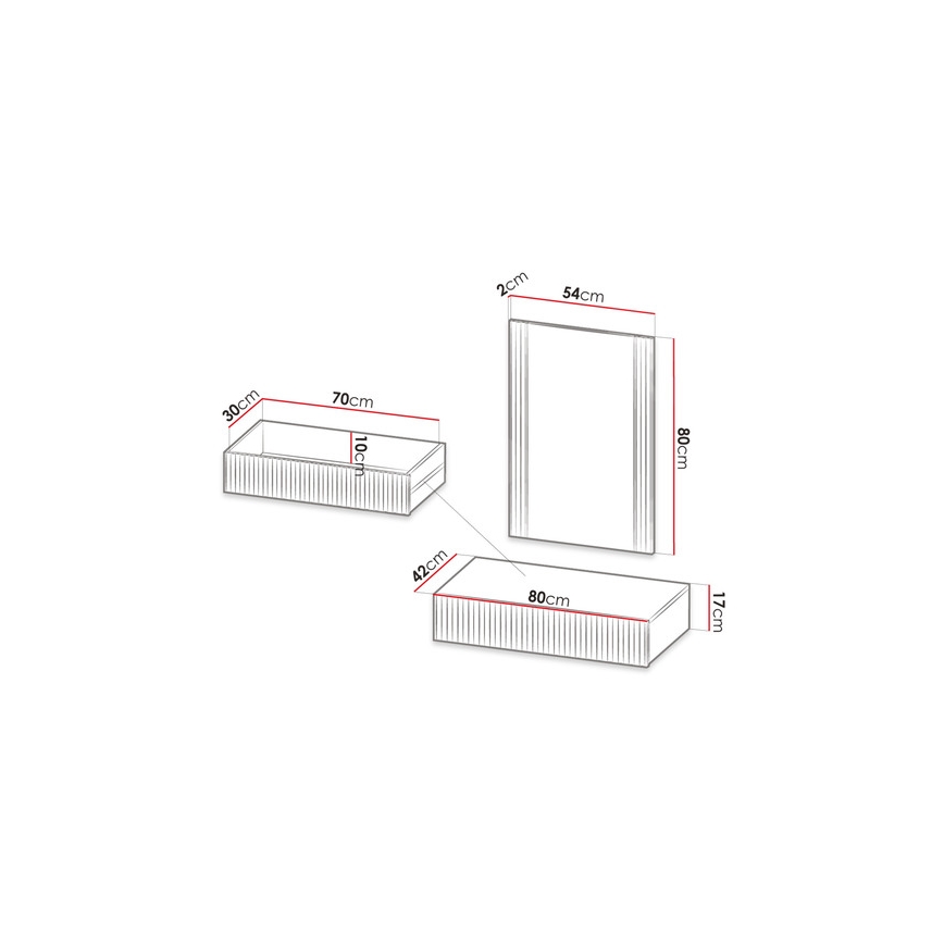 Wandplank + wall spiegel WITH eiken wotan