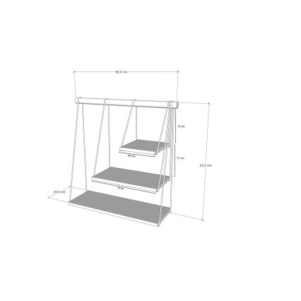 Wandplank ZIHON 63,5x60 cm zwart/bruin