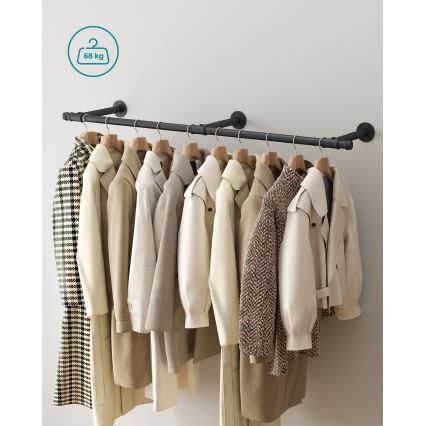 Wandrek voor kledinghangers LINEA, zwart