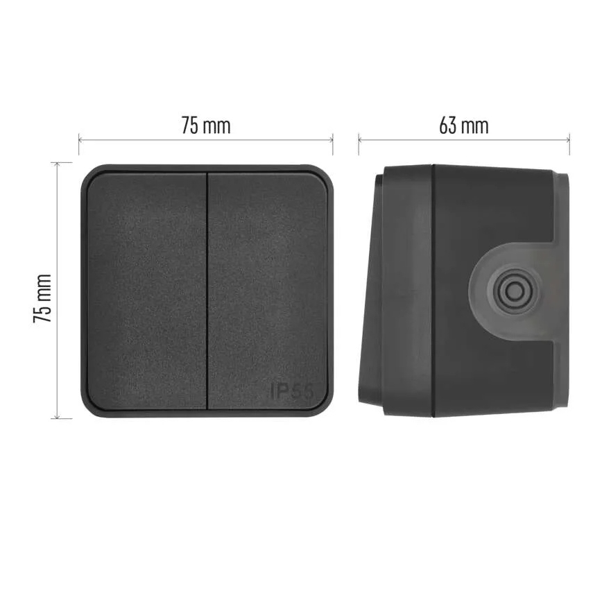 Wandschakelaar 2-knops wisselschakelaar nr. 6+6 IP55 antraciet