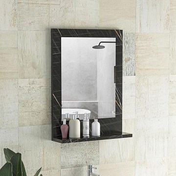 Wandspiegel met plank 60x45 cm zwart