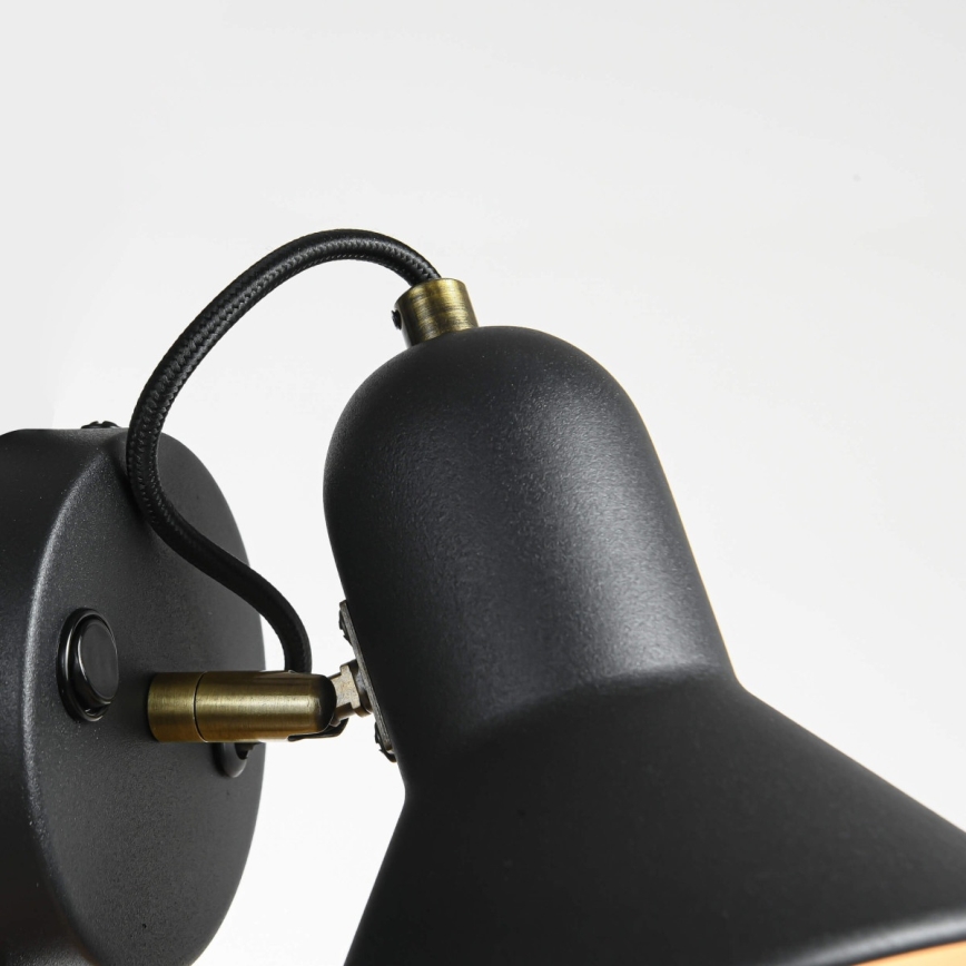 Wandspot ASTAMA 1xE27/40W/230V zwart/messing