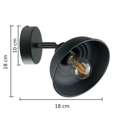 Wandspot FAUN 1xE27/60W/230V zwart