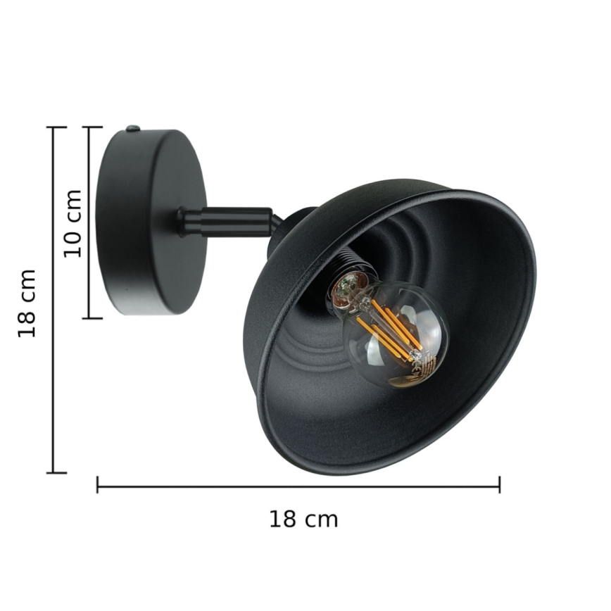 Wandspot FAUN 1xE27/60W/230V zwart