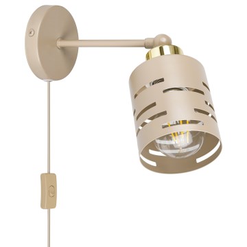 Wandspot met schakelaar ELEN 1xE27/35W/230V beige/goud
