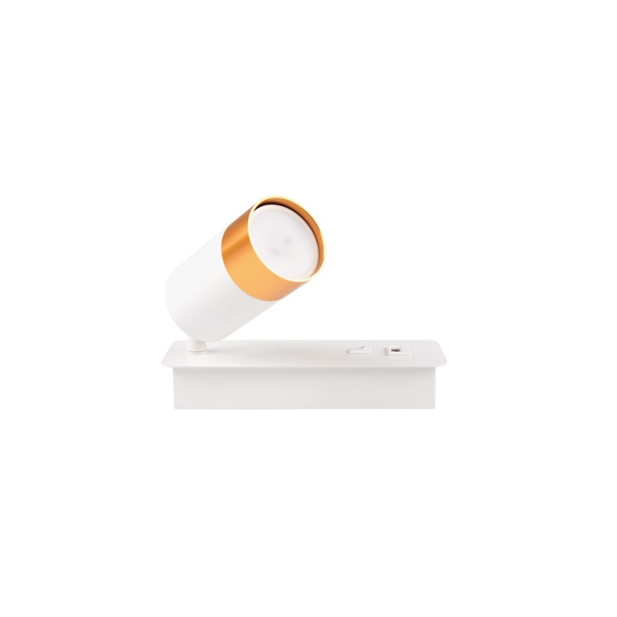 Wandspot met USB lader 1xGU10/35W/230V wit/goud