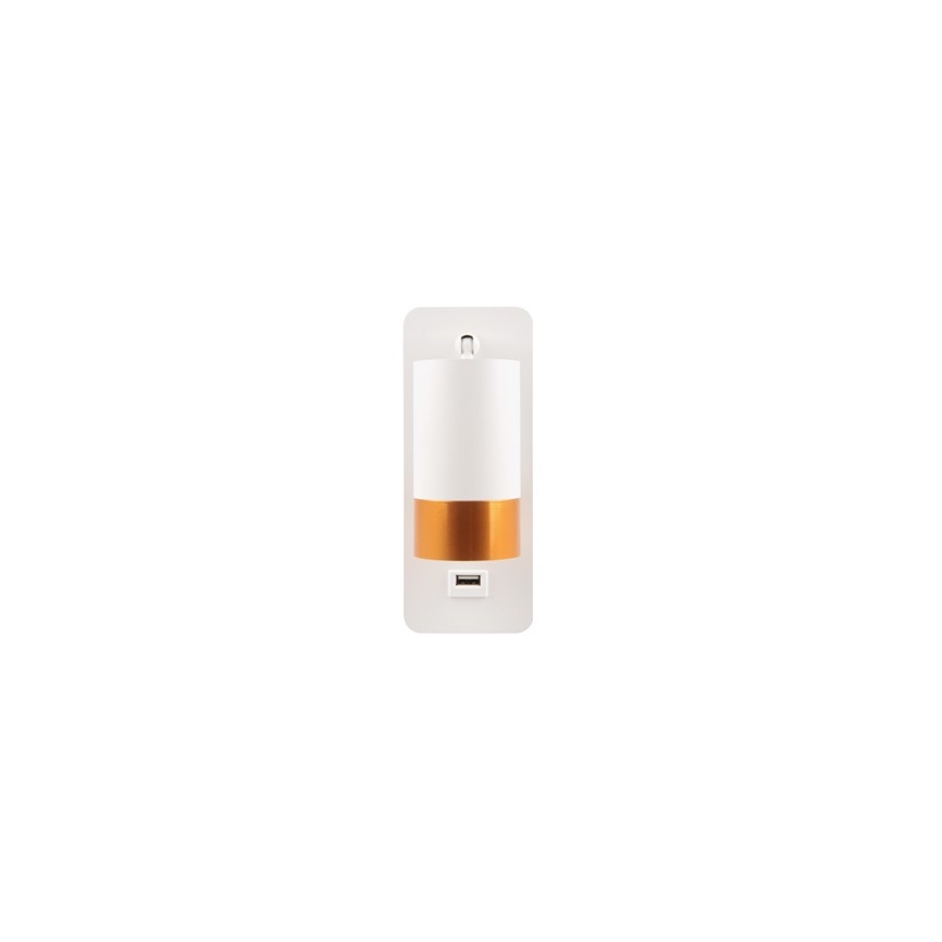 Wandspot met USB lader 1xGU10/35W/230V wit/goud