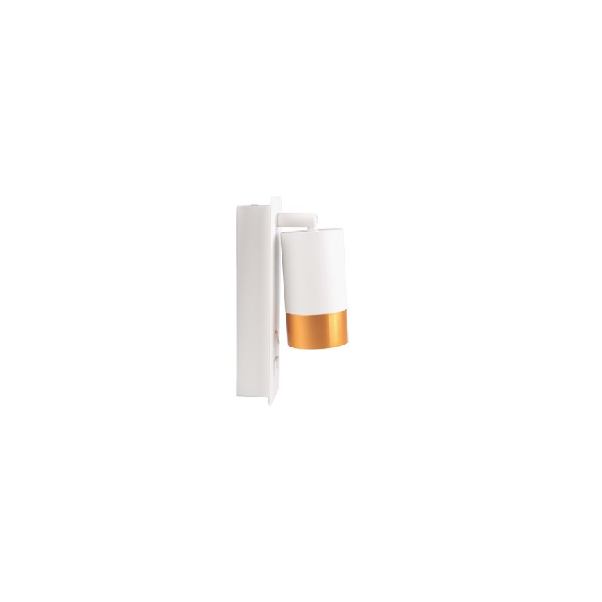 Wandspot met USB lader 1xGU10/35W/230V wit/goud