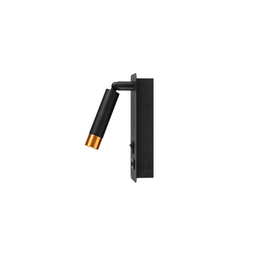 Wandspot met USB-oplader 1xG9/35W/230V zwart/goud