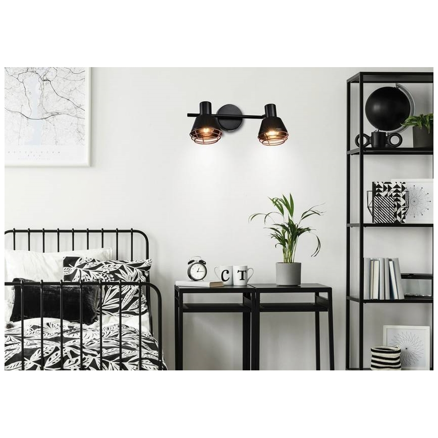 Wandspot NERIA 2xE14/40W/230V zwart/koper