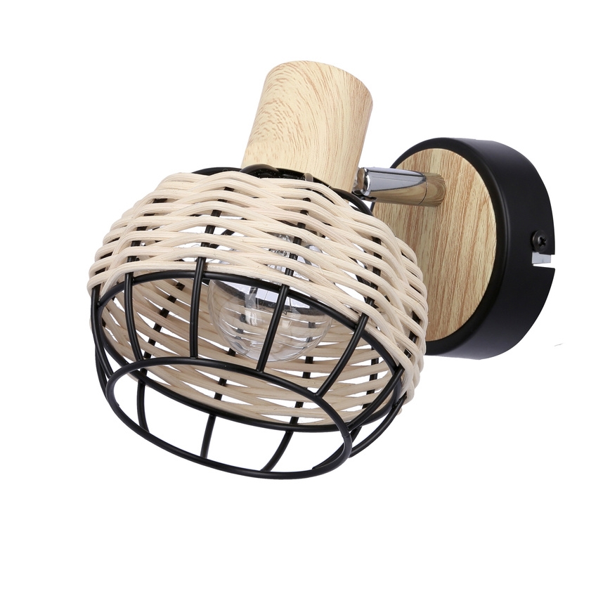 Wandspot TAJGA 1xE14/40W/230V rotan/zwart