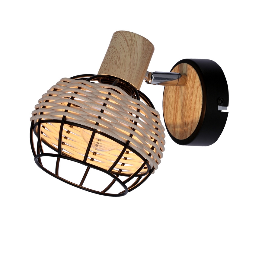 Wandspot TAJGA 1xE14/40W/230V rotan/zwart