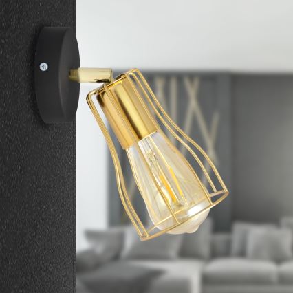Wandspot TUBE 1xE27/15W/230V goud/zwart