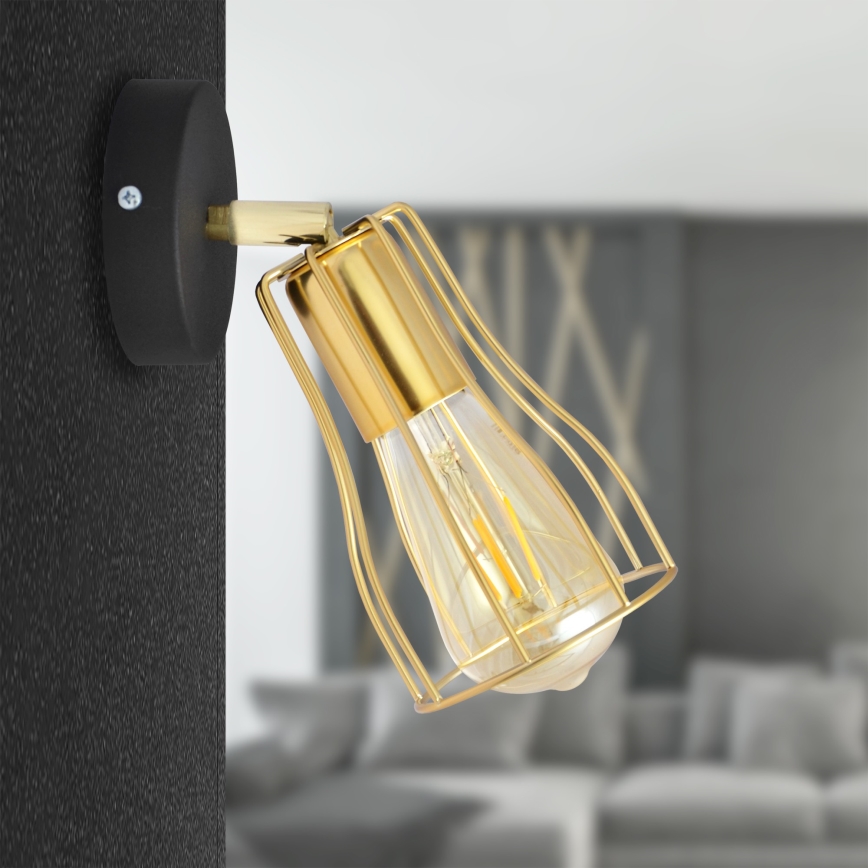 Wandspot TUBE 1xE27/15W/230V goud/zwart