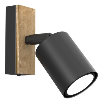 Wandspot TULON 1xGU10/8W/230V zwart/eiken