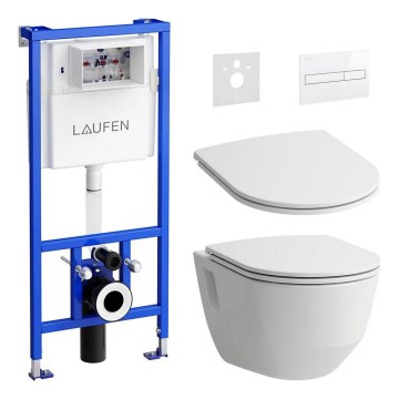 Wandtoilet PRO + toiletzitting SoftClose PRO + spoelknop DUAL LIS + inbouwmodule + isolatieonderlegger