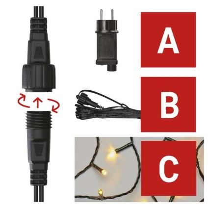 Warm wit LED Kerst buitenketting 100x LED / 15m IP44