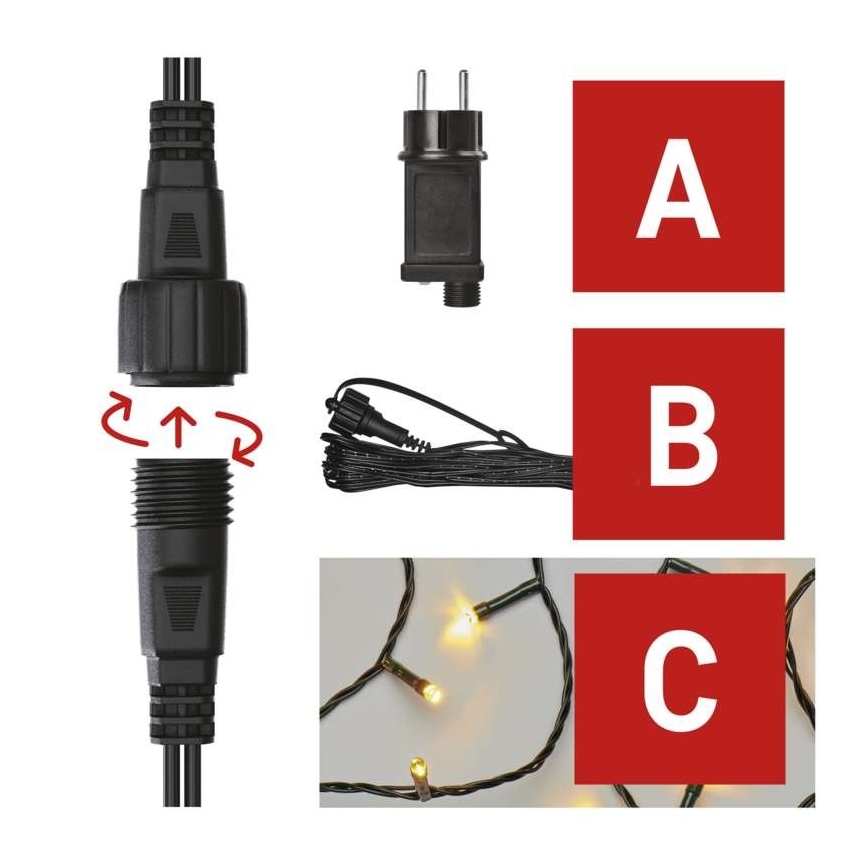 Warm wit LED Kerst buitenketting 100x LED / 15m IP44
