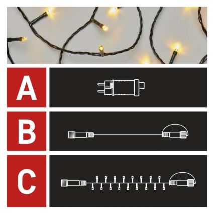 Warm wit LED Kerst buitenketting 100x LED / 15m IP44