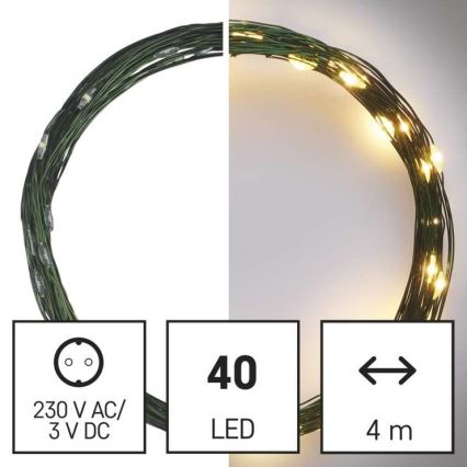 Warm wit LED Kerst buitenketting 40x LED / 9m IP44